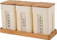 Банка для сыпучих продуктов Sugar&Spice коллекция Rosemary, с деревянной плотно прилегающей крышкой, на деревянной подставке, 0,7л, 3 шт., 270х93х150 (SE1068)