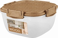 Контейнер для продуктов Sugar&Spice коллекция Wood, с защелками, герметичный, 1л, квадратный, 165х165х96 (SE2243)