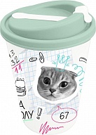 Стакан Мяу-школа 425 мл с крышкой и клапаном