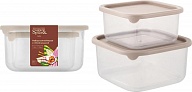 Набор контейнеров для продуктов Sugar&Spice коллекция Vanilla, гибкая крышка, модульная система хранения, 0,4л + 0,8л, квадратный, 125х125х65 (SE168810)