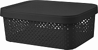 Корзина для хранения Plast Team коллекция BLACK, с крышкой, 10л, 360х275х139 (PT5005)